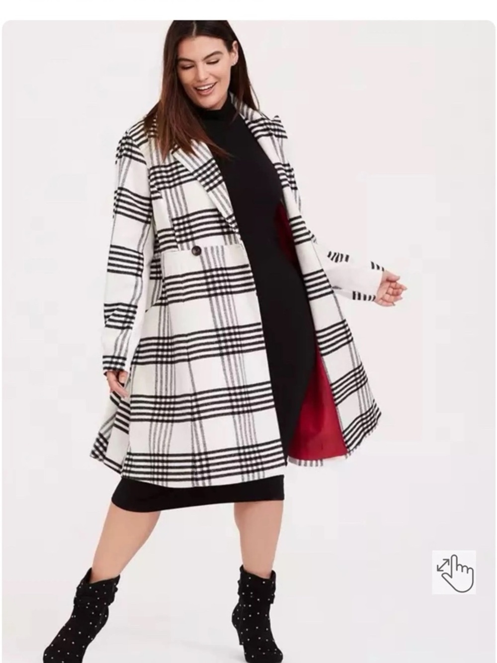 Torrid Plaid Wool Statement Coat Black White NWT Size 2 (2x)